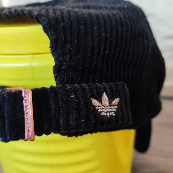 Adidas Money corduroy cap / hat gold steel badge black women's - Picture 6 of 13